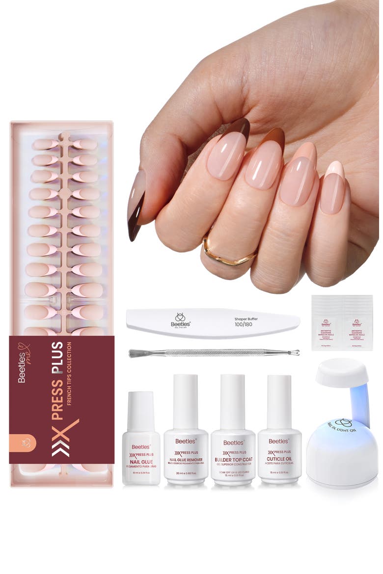 Medium Almond French Tip Press On Nail Studio Kit, Alternate, color, None