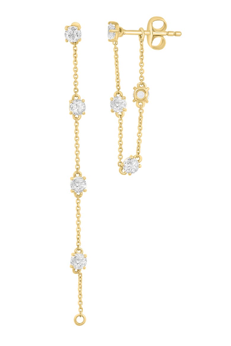 14K Yellow Gold White Topaz Linear Drop Earrings, Main, color, Yellow