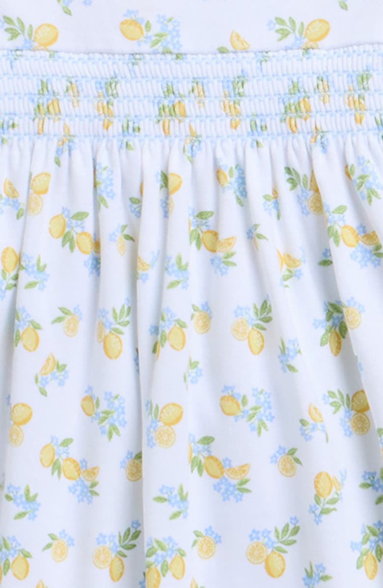 Kissy Kissy Lemmon Blossoms Print Pima Cotton Dress & Bloomers Set, Alternate, color, Blue Multi