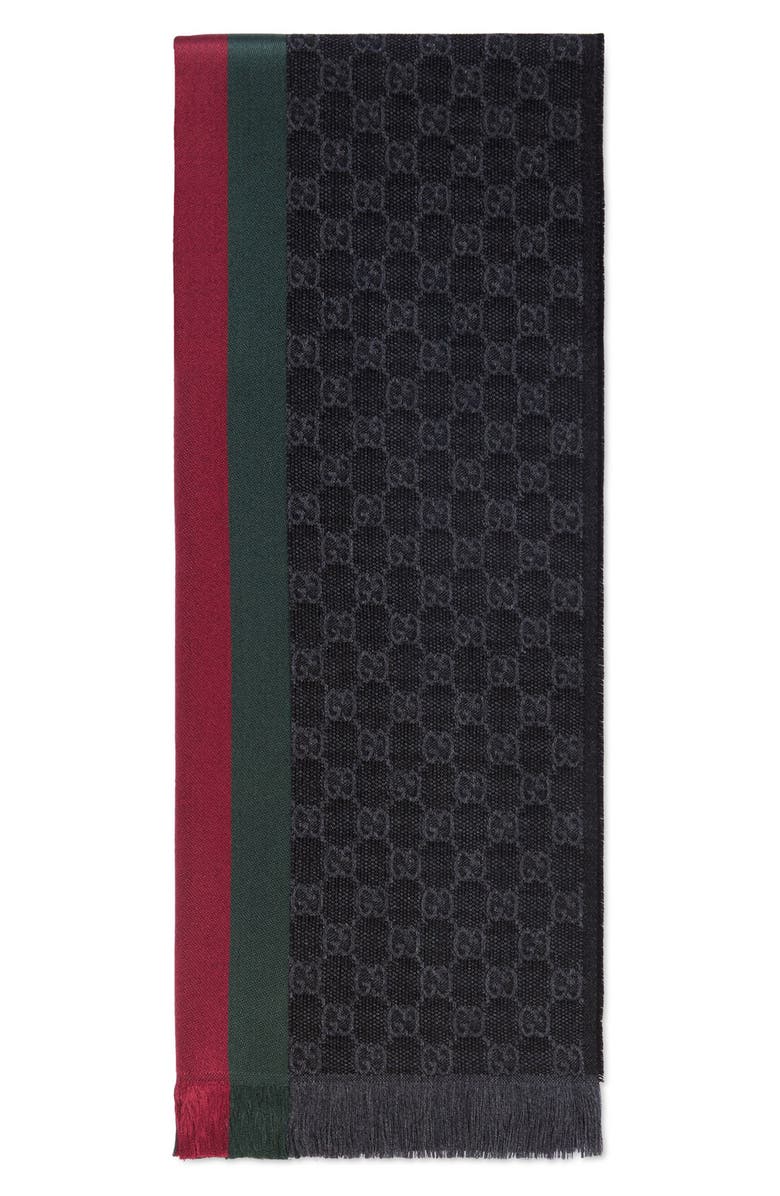 Gucci Verbier Wool & Silk Scarf, Main, color, 