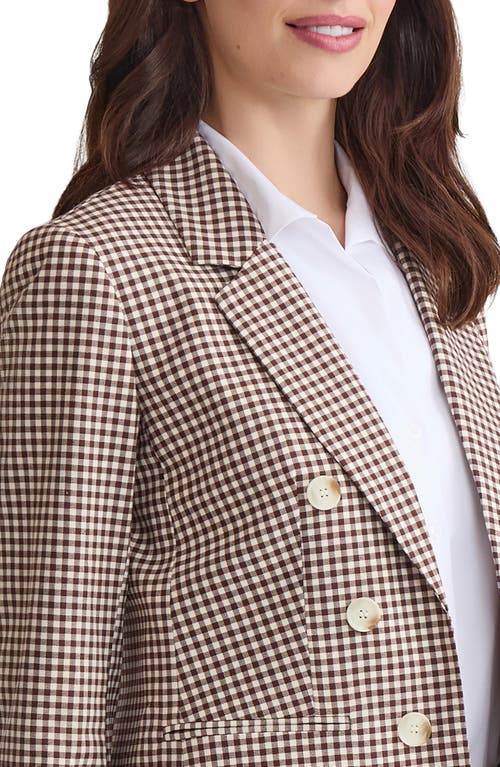 Jones New York Gingham Faux Double Breasted Jacket In Burgundy