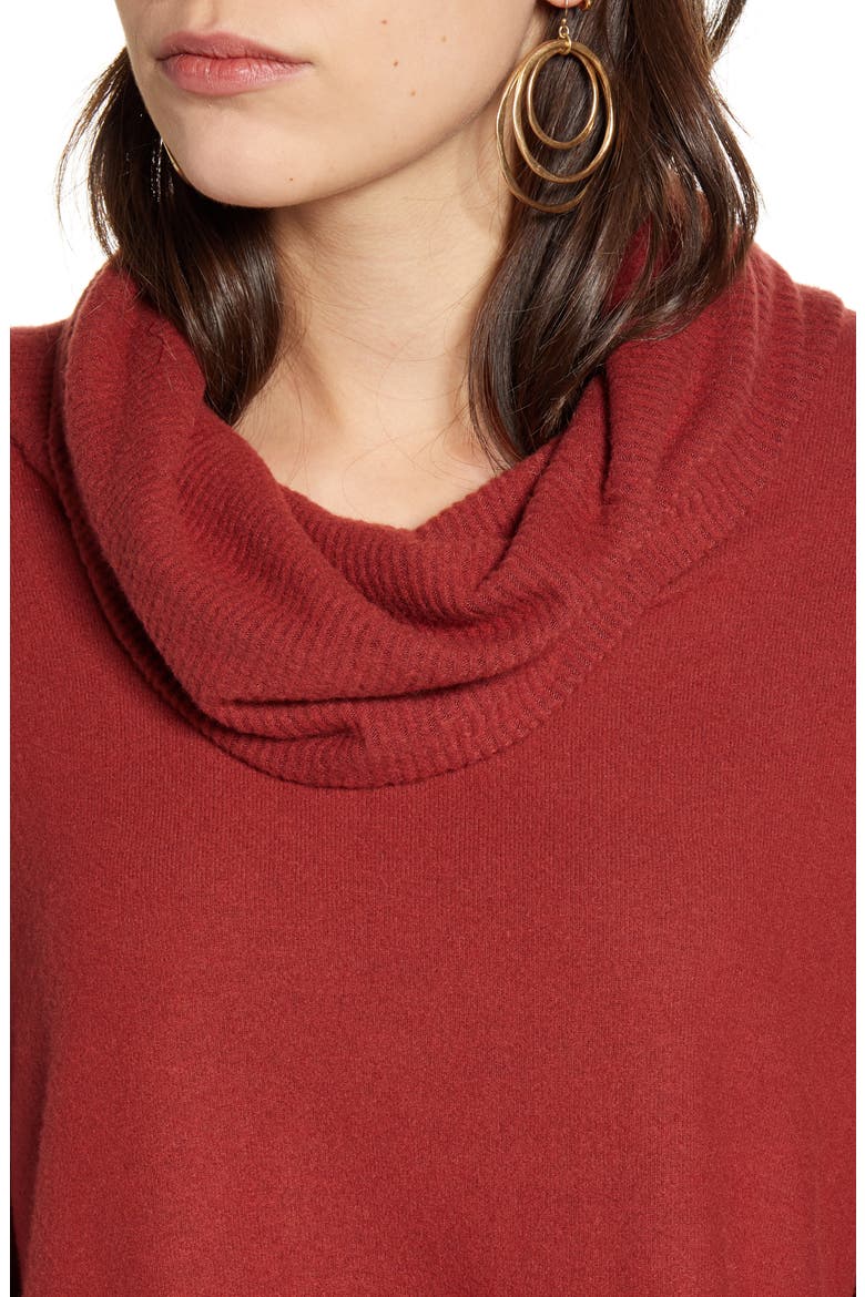 Cowl Neck Pullover, Alternate, color, BURGUNDY RUSSET