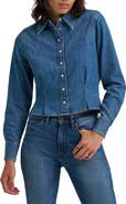 Wrangler Western Peplum Denim Snap-Up Shirt