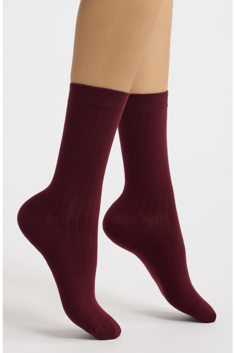 Ribbed Dress Socks, Main, color, BURGUNDY TANNIN