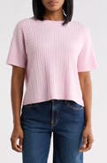 THE CASHMERE PROJECT Cashmere Cable Knit Short Sleeve Sweater