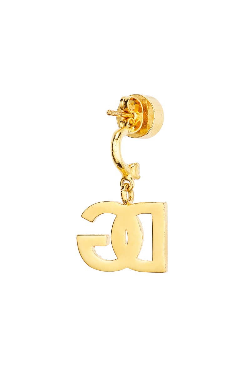 DG Crystal Logo Drop Back Earrings, Alternate, color, ORO