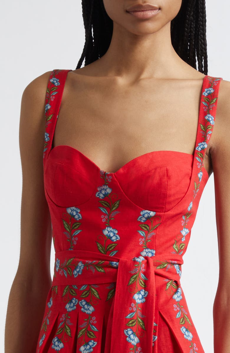 FARM Rio Sweet Bloom Bouquet Linen Blend Minidress, Alternate, color, Red