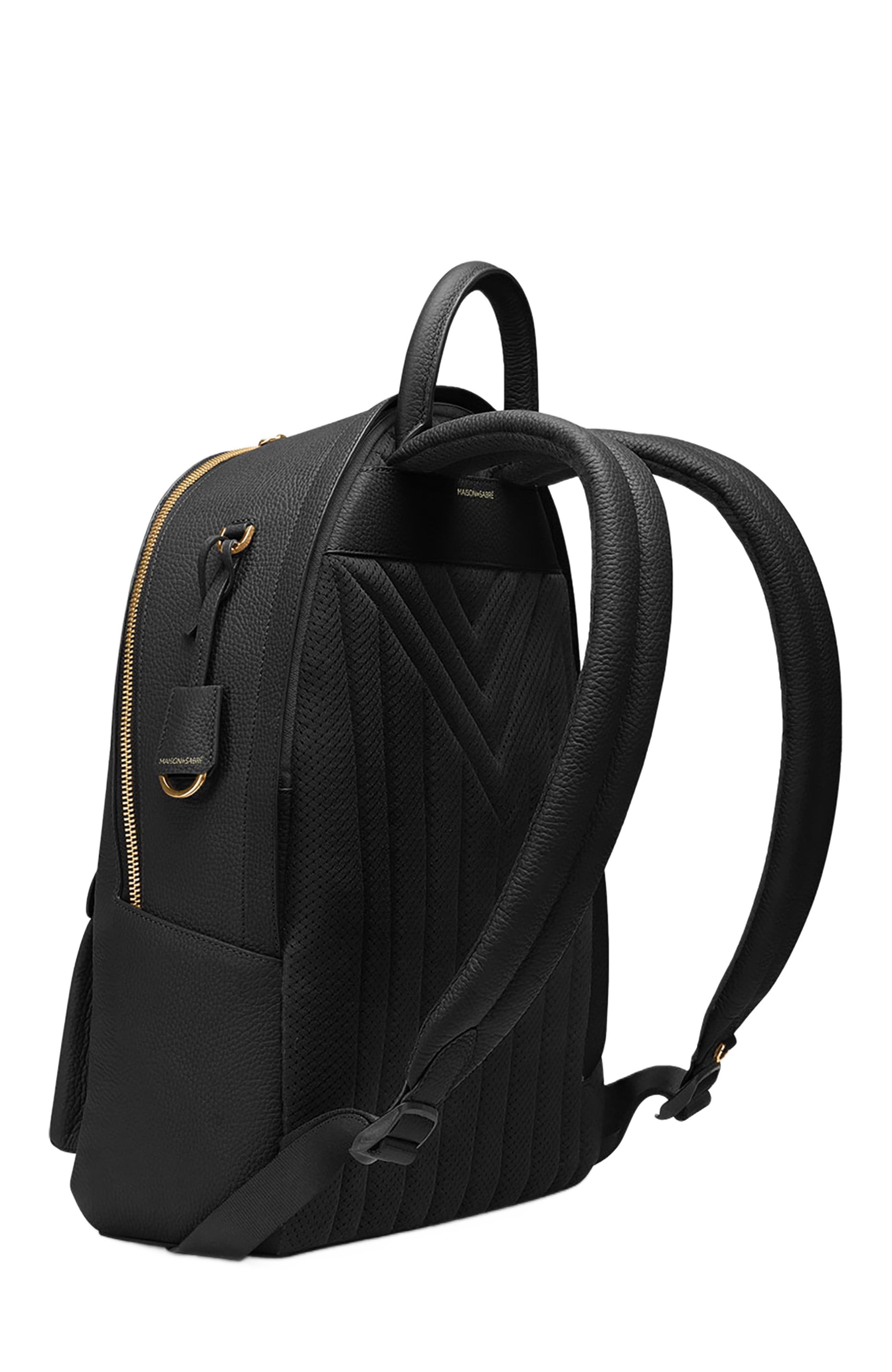 MAISON de SABRÉ Leather Backpack, Alternate, color, Black Caviar