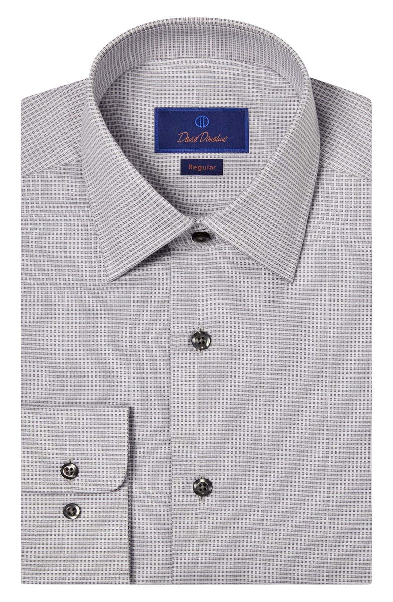 David Donahue Regular Fit Check Cotton Dobby Dress Shirt, Main, color,