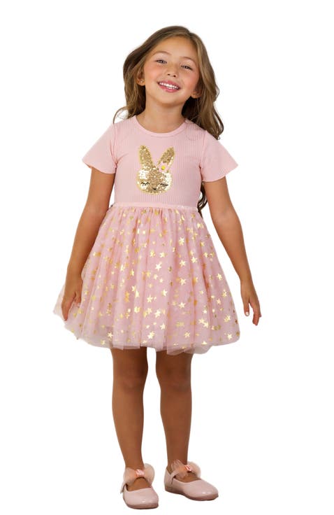 Girls Blush Star Bunny Tulle Dress (Toddler, Little Kid & Big Kid)