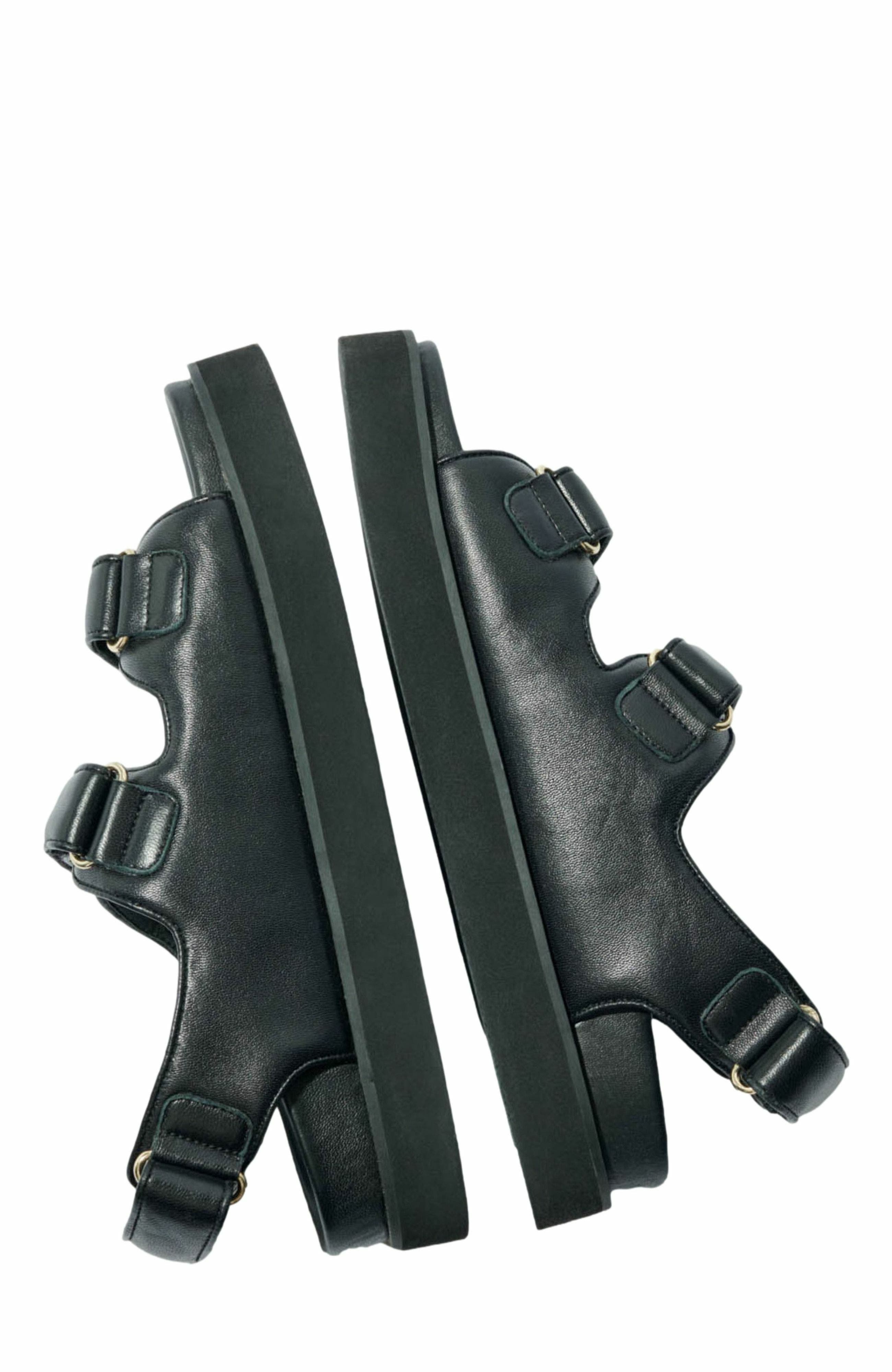 maje Flat leather sandals, Alternate, color, 