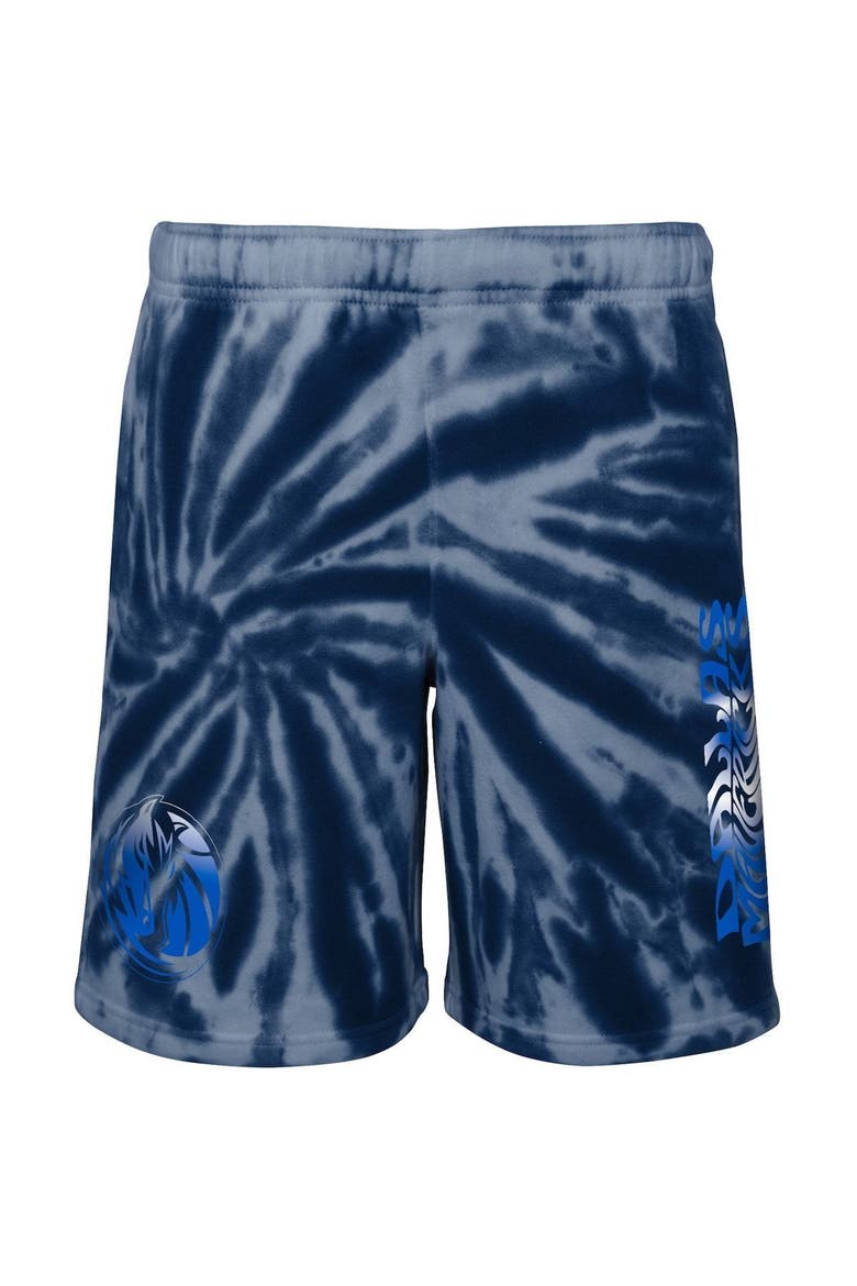 Youth Navy Dallas Mavericks Santa Monica Tie-Dye Shorts, Alternate, color, White