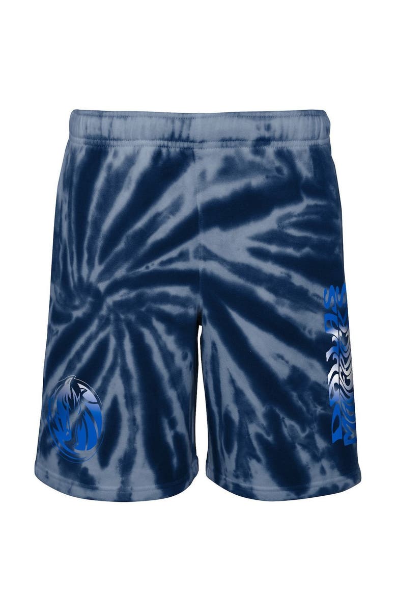 Outerstuff Youth Navy Dallas Mavericks Santa Monica Tie-Dye Shorts, Alternate, color, White