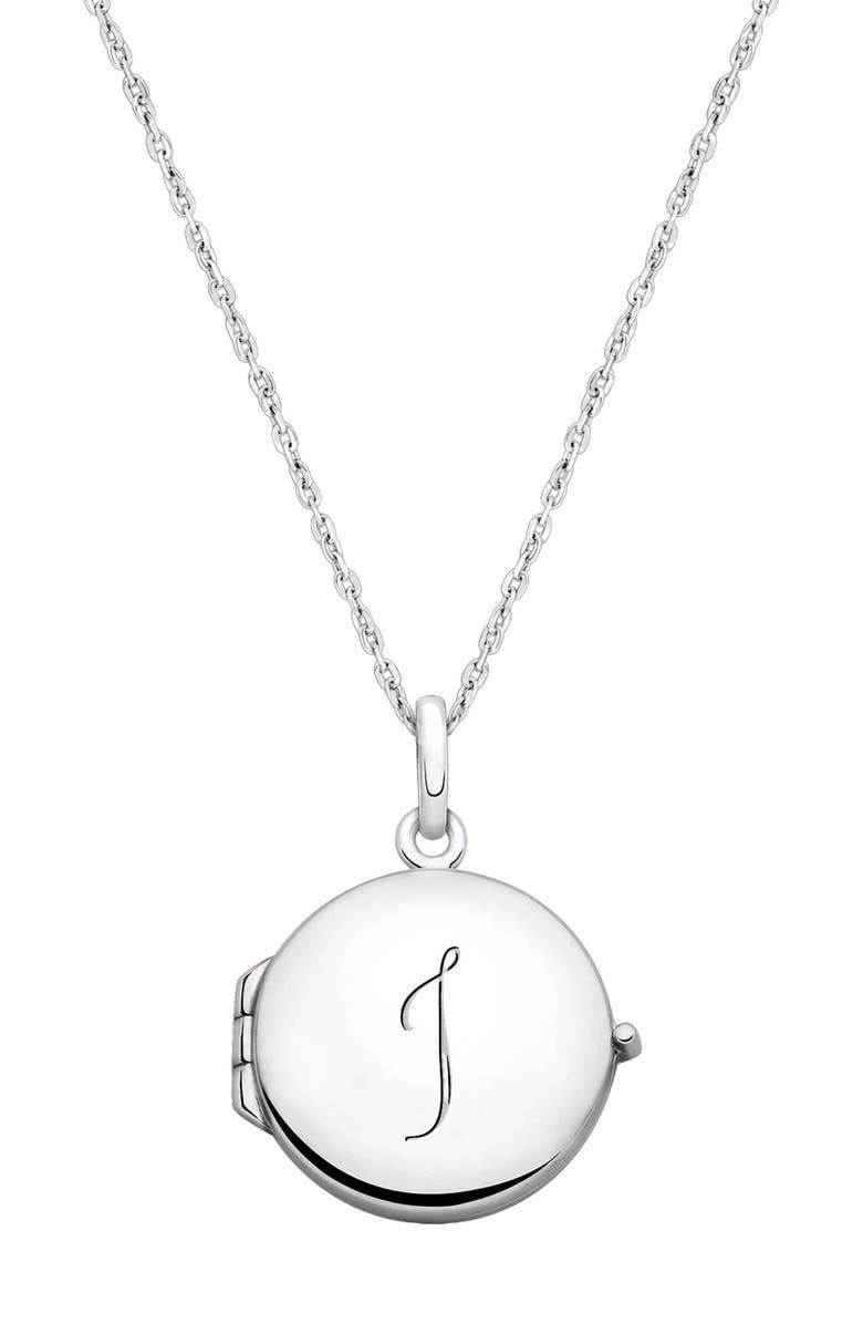 Tiny Blessings Sterling Silver Round Locket & Engraved Initial 14-16" Necklace, Main, color, Silver - I
