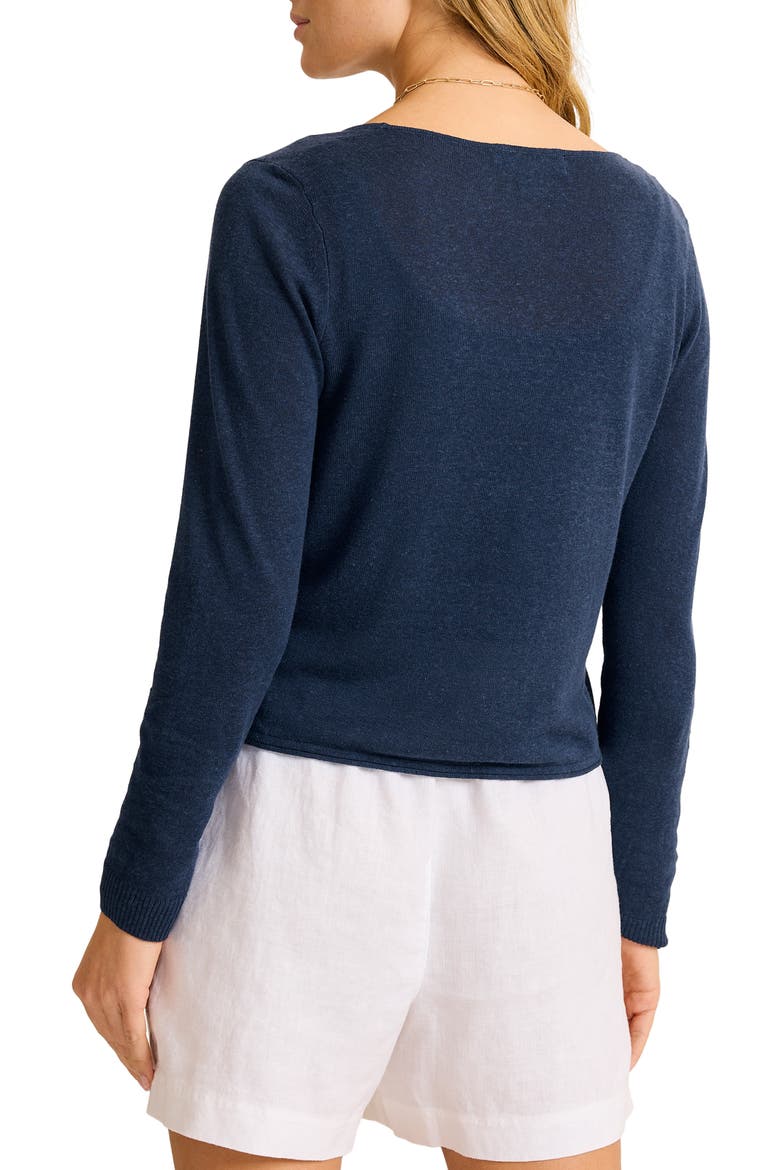 Adeline Linen Blend Jersey Cardigan, Alternate, color, COASTLINE