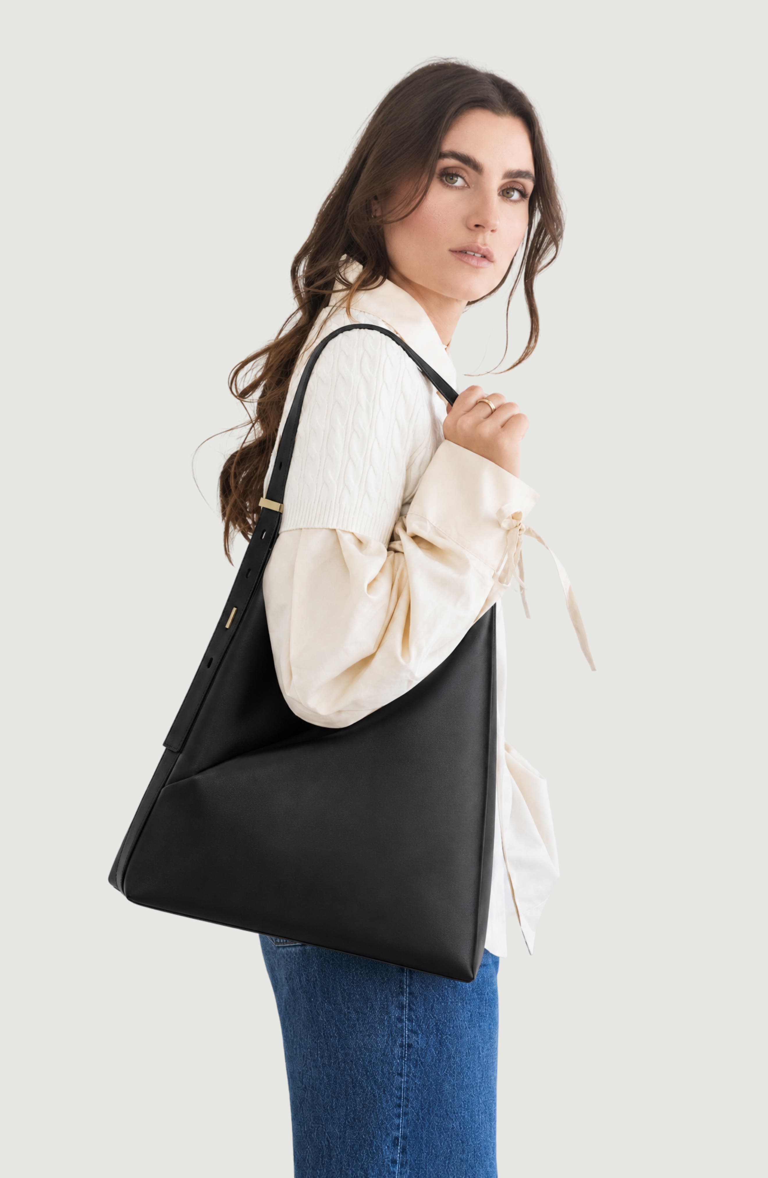 Origami Hobo Bag with Detachable 15-inch Laptop Sleeve For Women, Alternate, color, Black