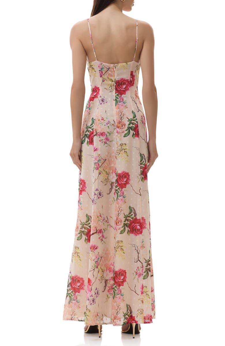 AFRM Lovette Floral Chiffon Gown, Alternate, color, Sand Summer Rose