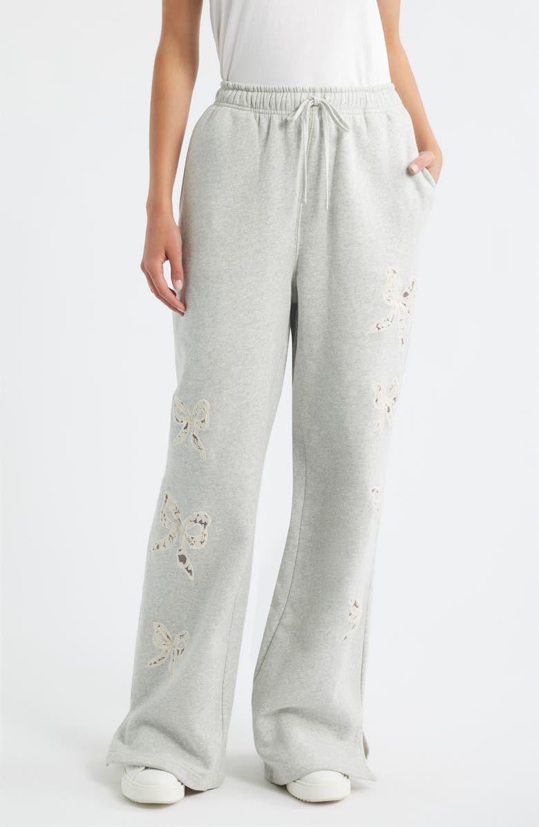 LoveShackFancy Elma Lace Sweatpants, Main, color, Heather Grey