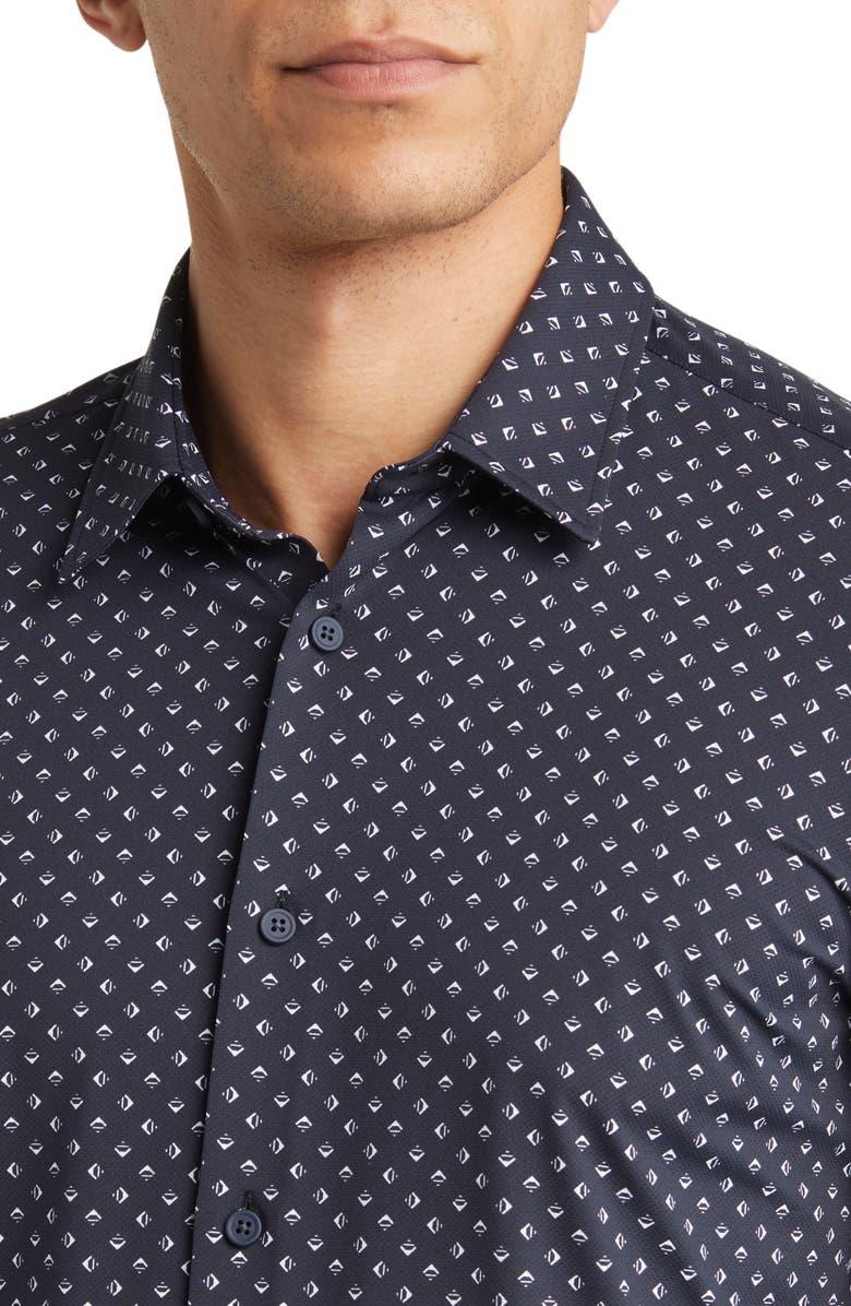 BOSS Roan Kent Stretch Recycled Polyamide Button-Up Shirt, Alternate, color, 