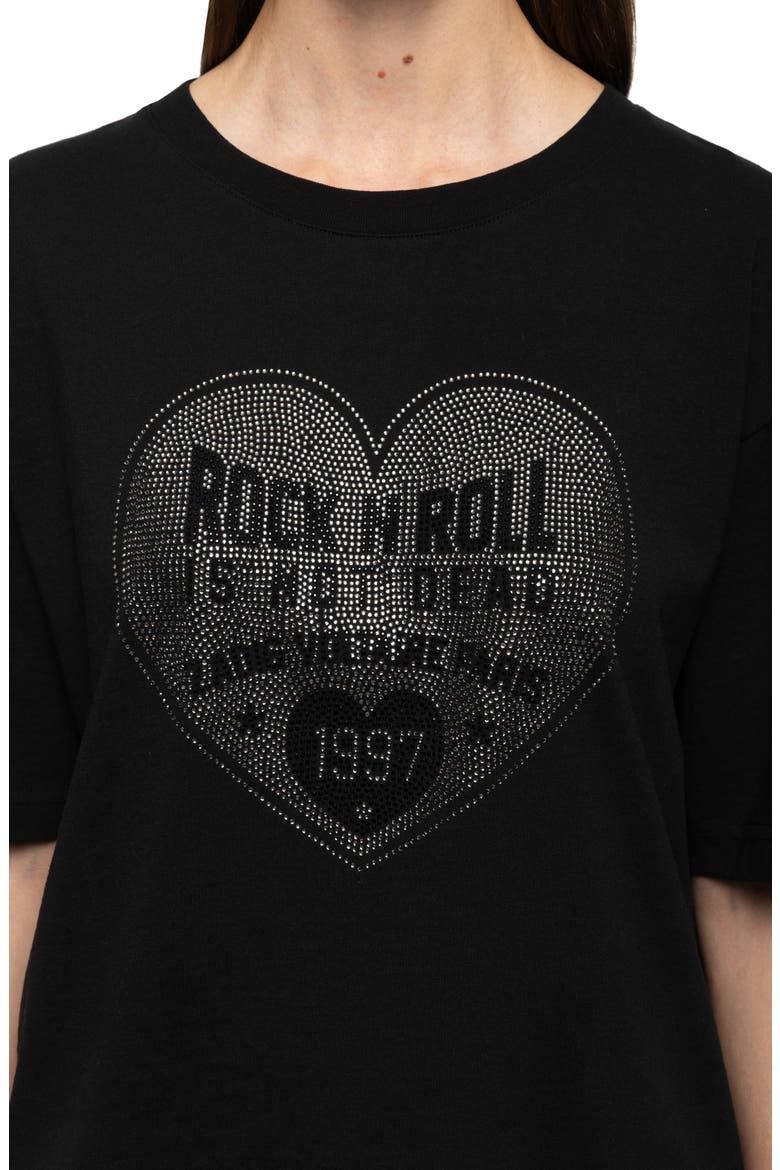 Taida Crystal Embellished Graphic Heart T-Shirt, Alternate, color, BLACK