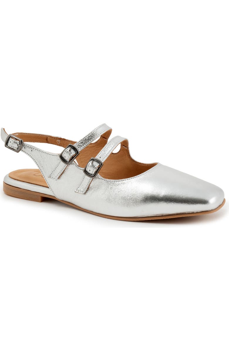 Bueno Estella Slingback Flat, Main, color, Dk Silver Me