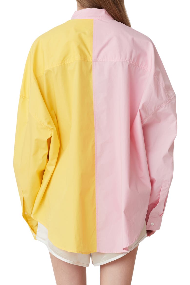 Henrietta Two-Tone Cotton Button-Up Shirt, Alternate, color, YELLOW PINK