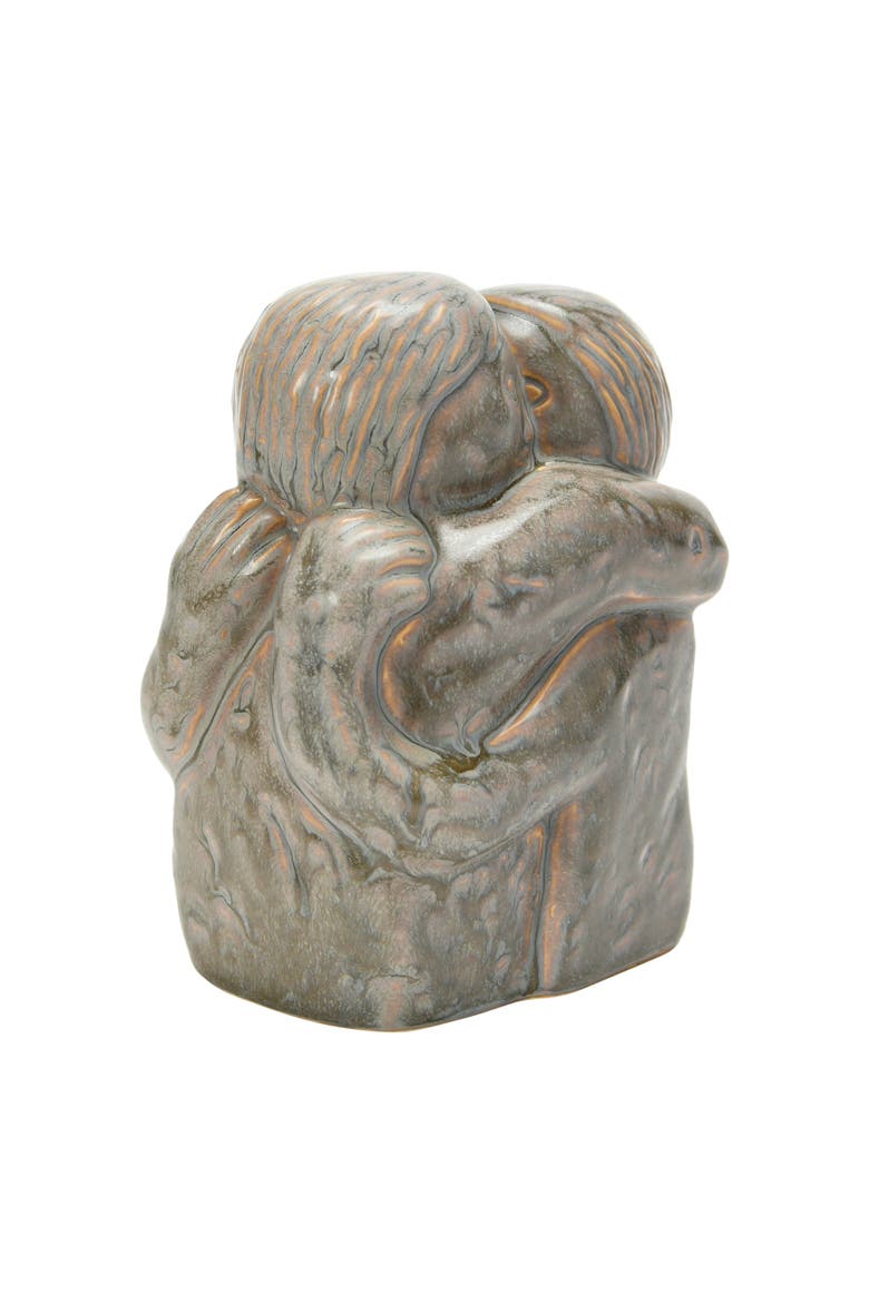 Stoneware Hugging Figures, Alternate, color, Brown