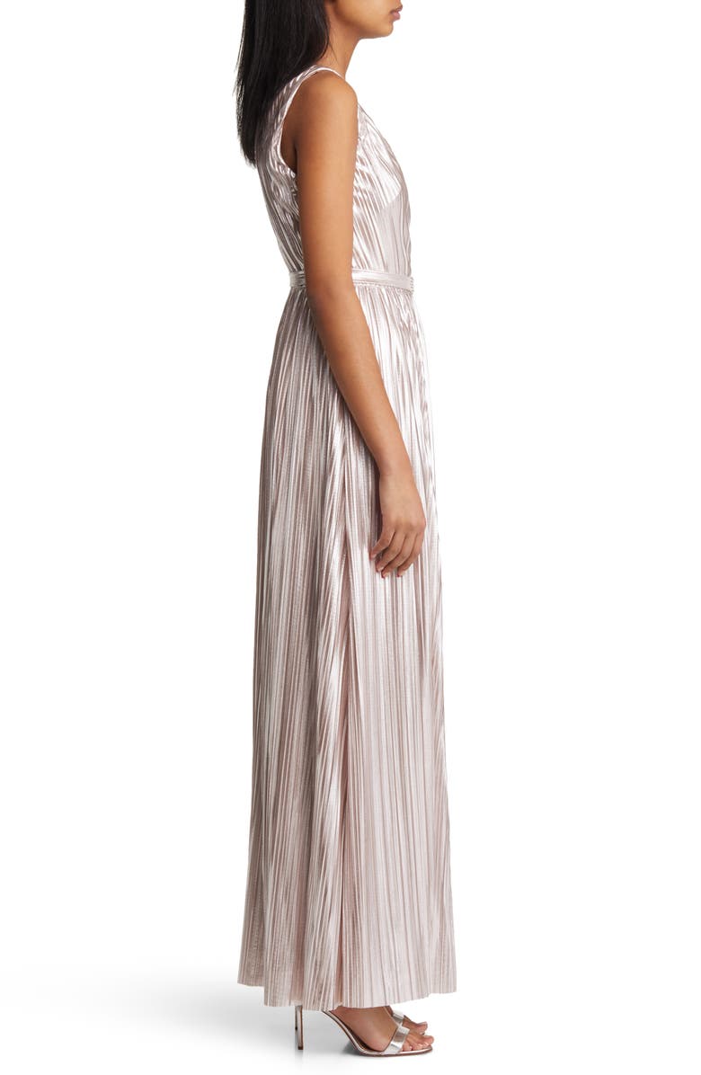 Eliza J Metallic Stripe Sleeveless Gown, Alternate, color, 