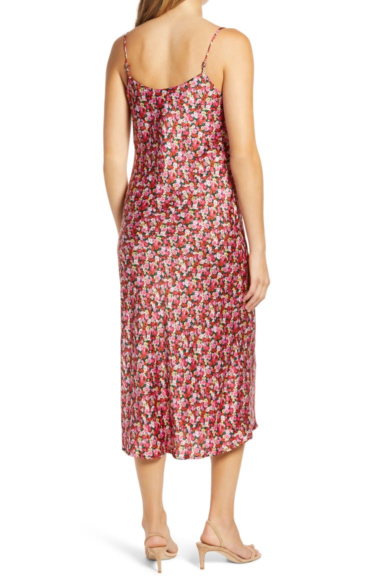 Cowl Neck Satin Midi Dress, Alternate, color, PINK BLOOMING FLORAL