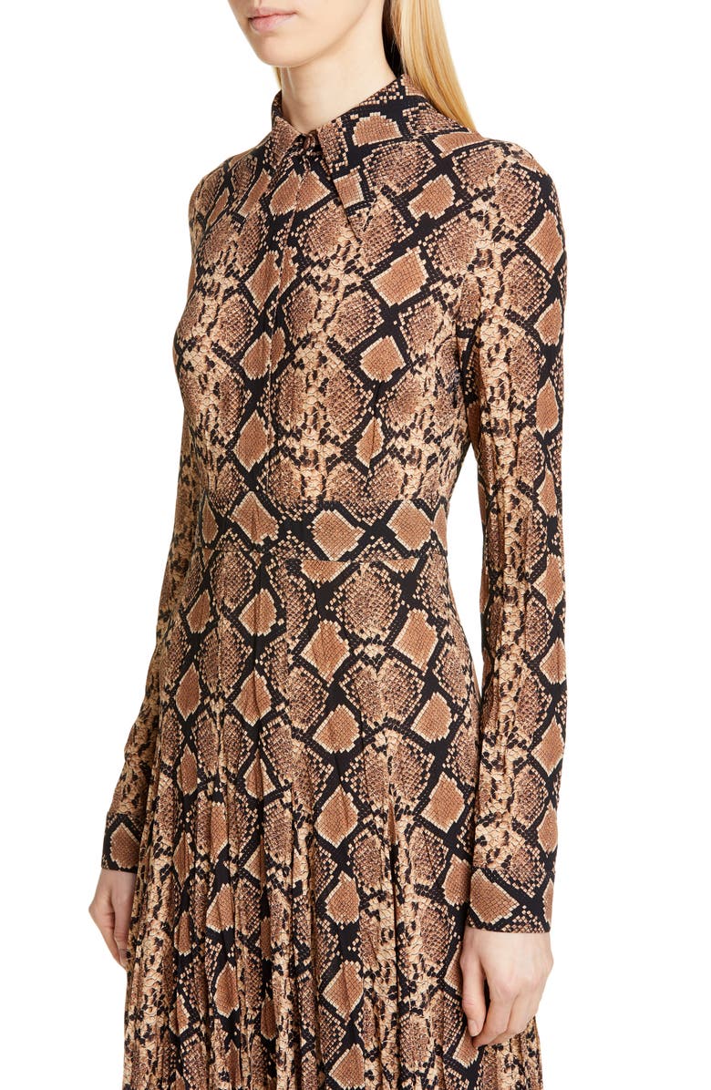 Michael Kors Collection Belted Long Sleeve Crushed Georgette Shirtdress, Alternate, color, 