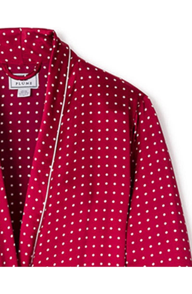 Petite Plume Polka Dot Silk Robe, Alternate, color, Bordeaux