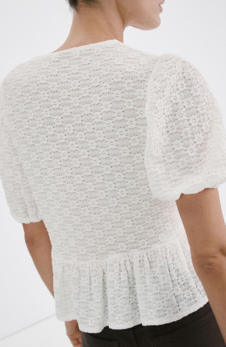 MANGO Eyelet Embroidery Tie Front Shirt, Alternate, color,