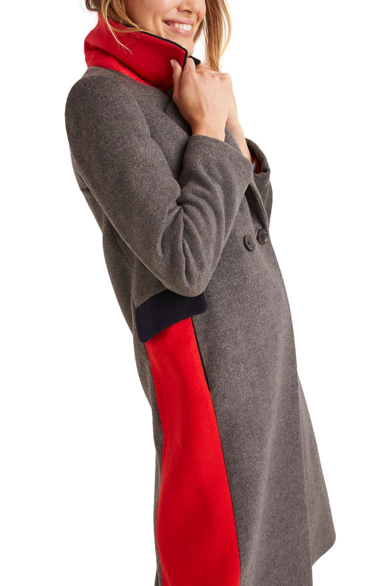 Burney Colorblock Wool Blend Coat, Alternate, color, GREY MARL/ POSTBOX RED/ NAVY