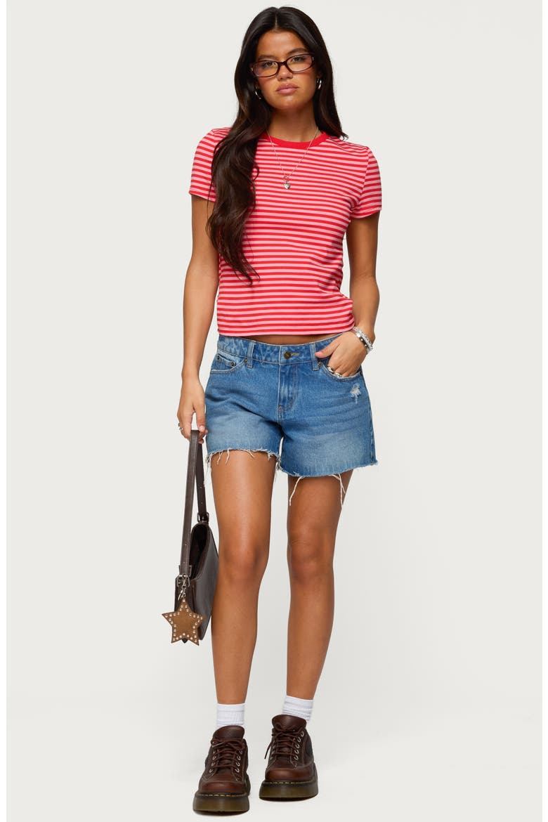 Nessie Stripe T-Shirt, Alternate, color, RED-AND-PINK