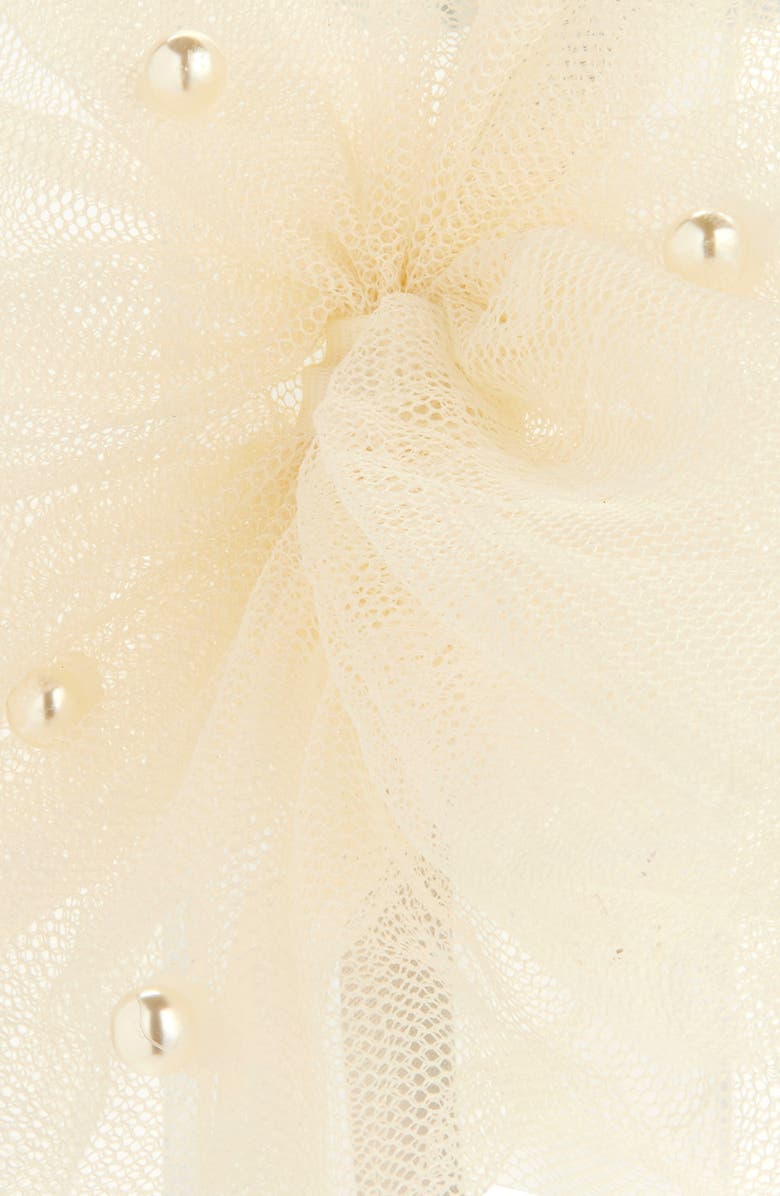 Cara Faux Pearl Tulle Headband, Alternate, color, White