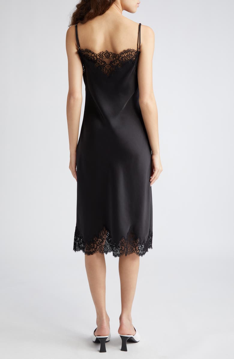 Stella McCartney Iconic Lace Trim Double Face Satin Dress, Alternate, color, 