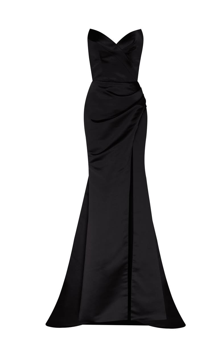 Milla Black Strapless Evening Gown With Thigh Slit, Main, color, Black