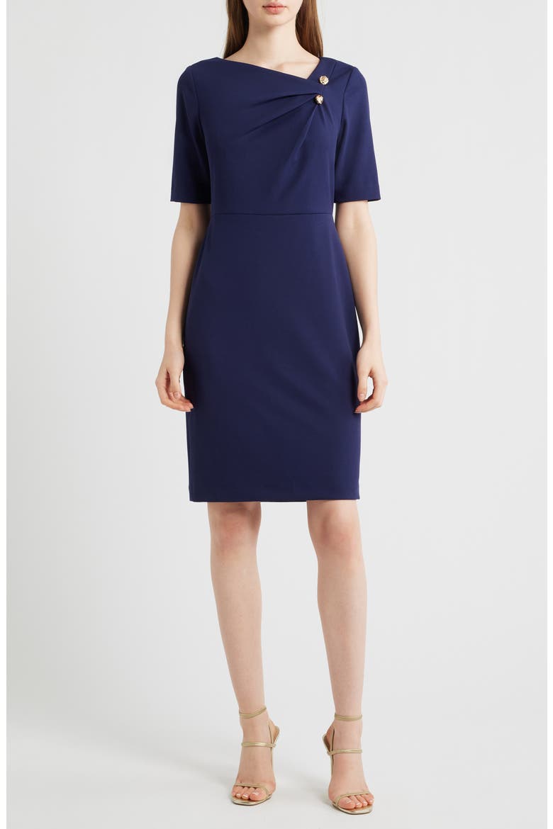 Bar Pin Sheath Dress, Main, color, DEEP NAVY