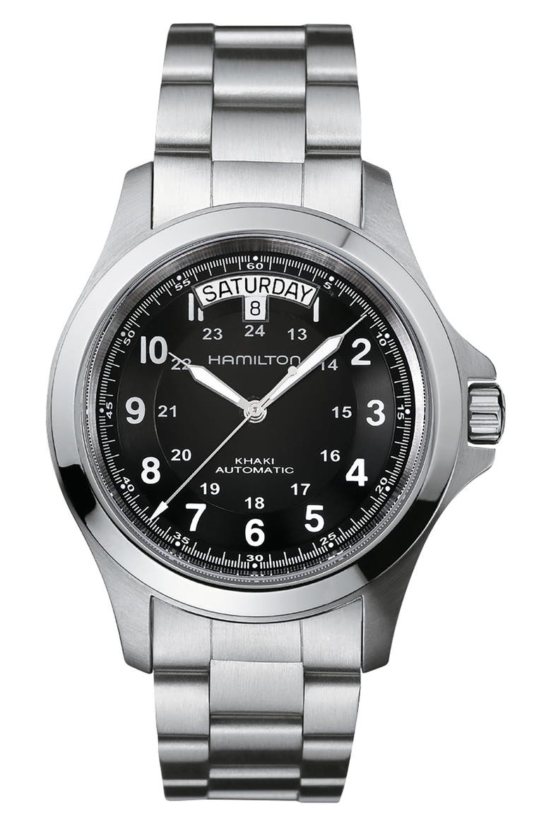 Khaki Field Automatic Bracelet Watch, 40mm, Main, color, BLACK