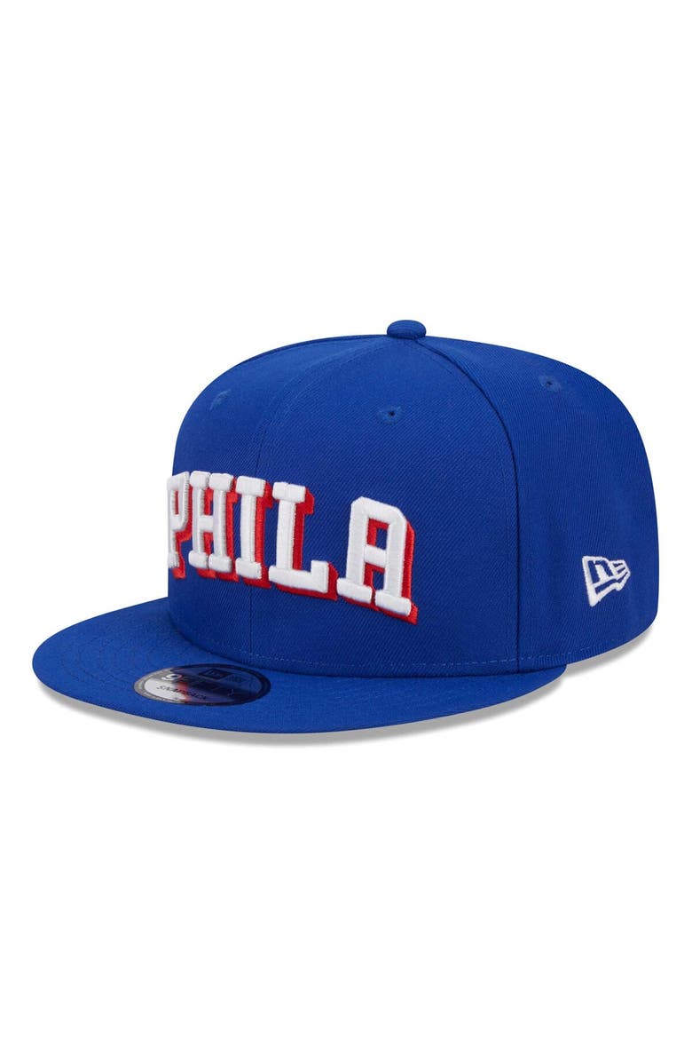 New Era Men's New Era Royal Philadelphia 76ers Side Logo 9FIFTY Snapback Hat, Alternate, color, 