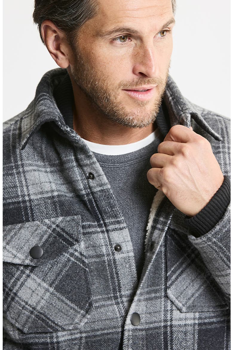 Shirt Jacket with Faux Fur Lining, Alternate, color, GREY BLACK PLAID