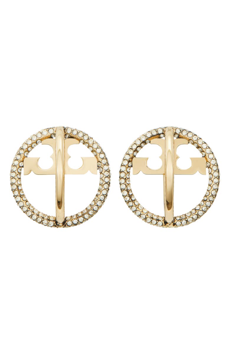 Tory Burch Miller Pavé Double Hoop Earrings, Alternate, color, 