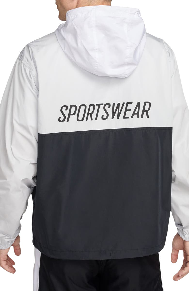 Nike Club Marina Water Repellent Hooded Anorak Jacket, Alternate, color, Photon Dust/ Black/ White