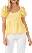 English Factory Check Puff Sleeve Top