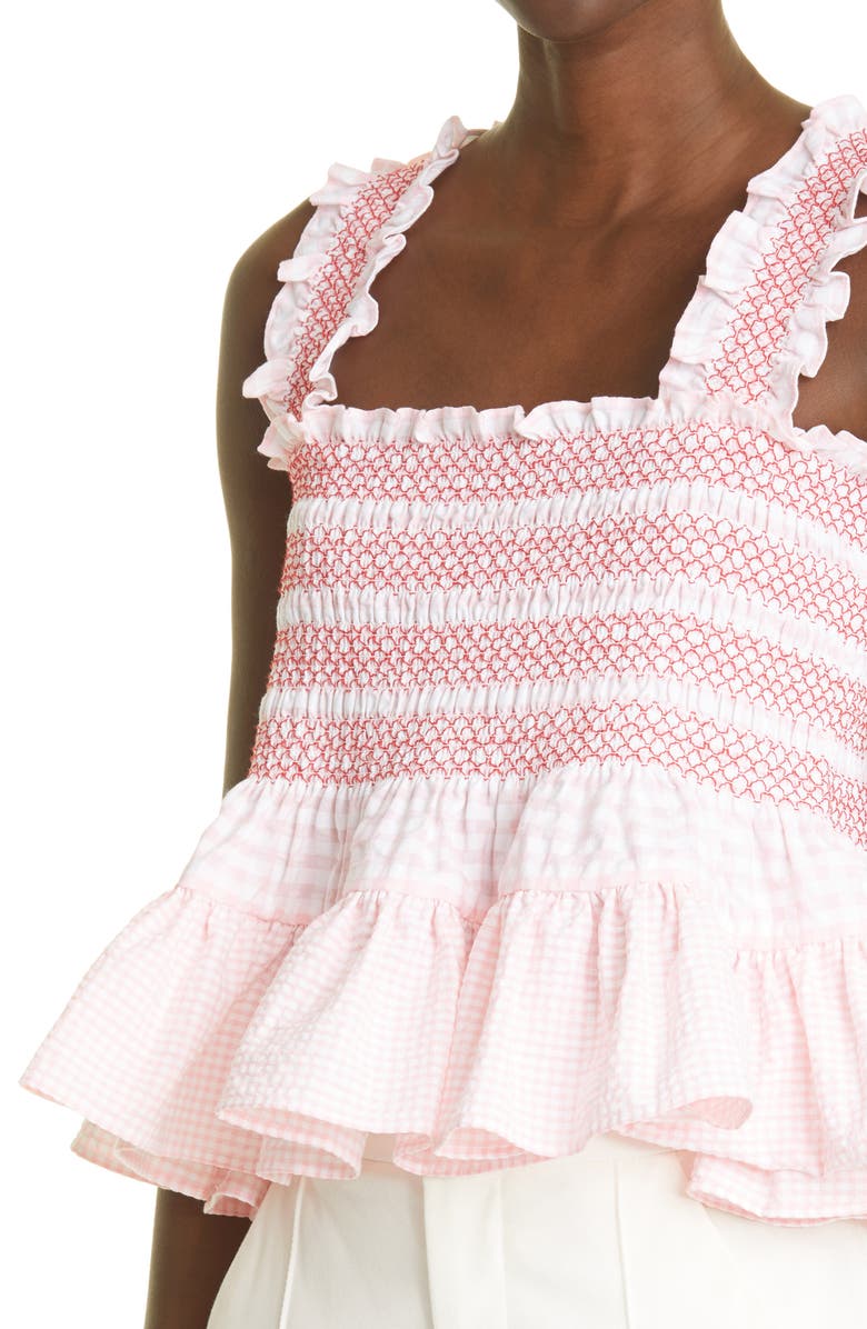 Molly Goddard Smocked Peplum Top, Alternate, color, 