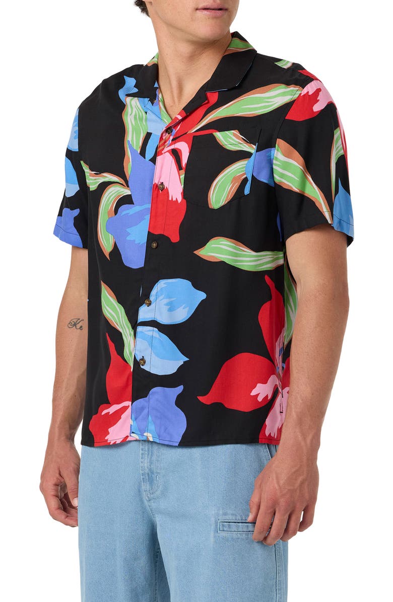 O'Neill Relaxed Fit Floral Camp Shirt, Alternate, color, Blue