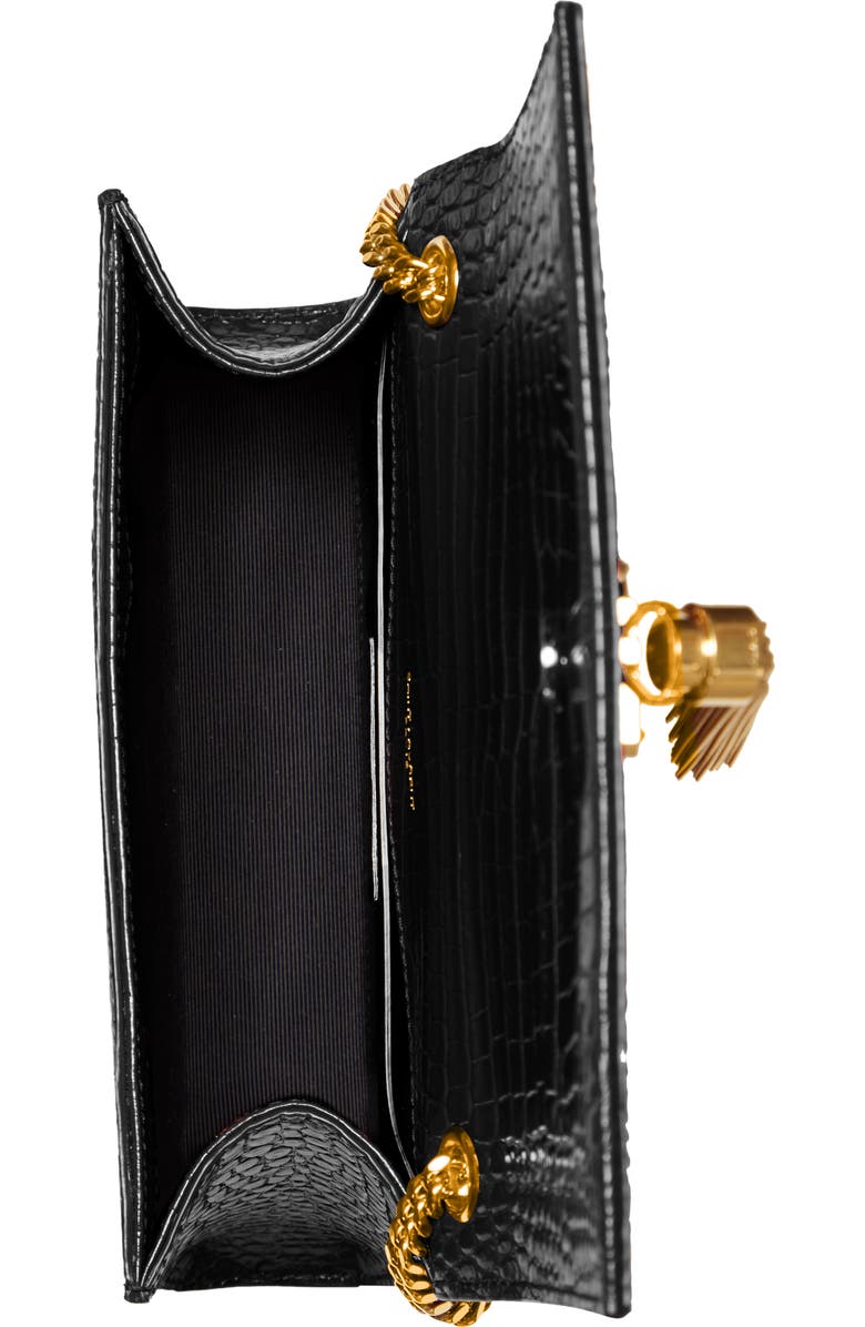 Saint Laurent Small Kate Croc Embossed Leather Shoulder Bag, Alternate, color,