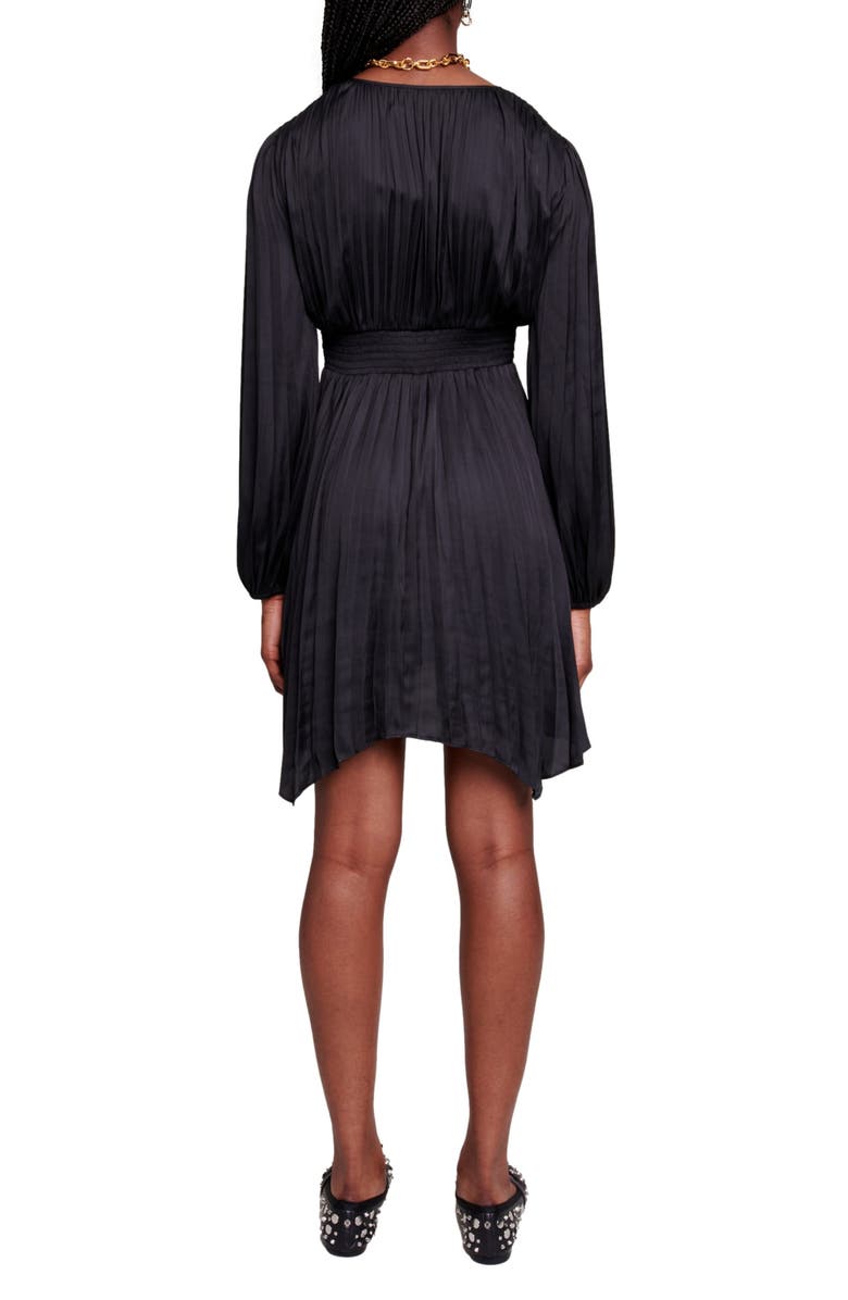 maje Rivily Pleated Long Sleeve Dress, Alternate, color, 