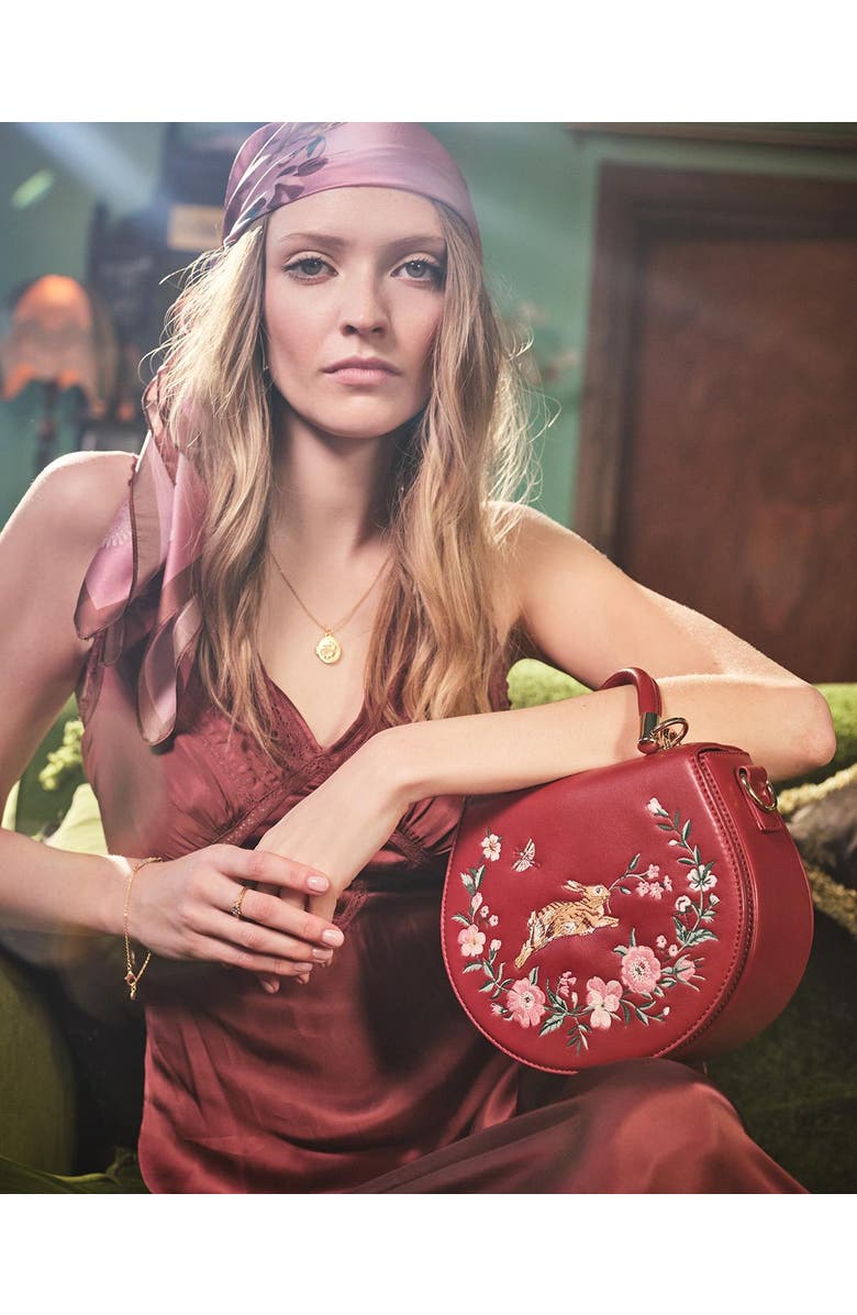 Fable England Running Bunny Saddle Bag, Alternate, color, Cherry Red