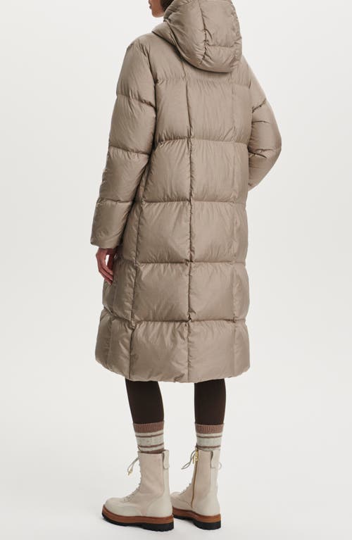 Varley Katya Long 800 Fill Power Down Puffer Jacket In Brown